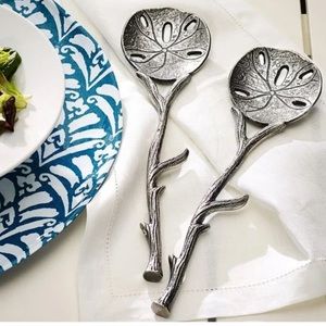 Pottery Barn Sand Dollar Servers Set of 2, Cast Aluminum Metal Sea Beach